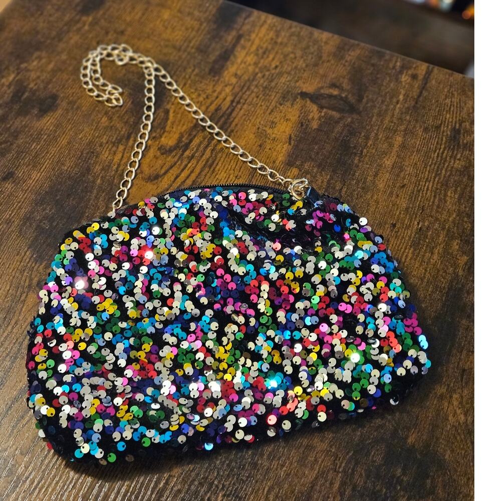Boutique Inner Fire Colorful Sequin Shoulder Bag ~ Disco Party Night Out Gifting